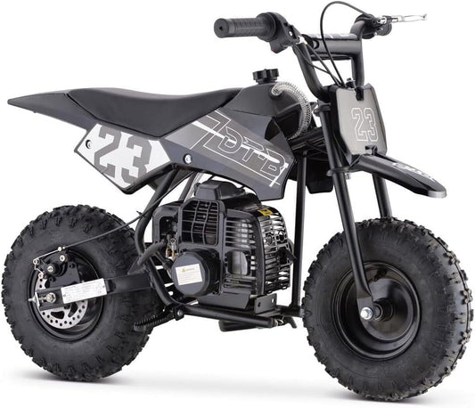 Aoemoe Mini Kid Dirt Bike, 49 CC 2-Stroke Gas Bike with Off-Rode Tire, Suspensions, Disc Brakes, Max Load 160Lbs, Up to 20Mph, EPA Approved