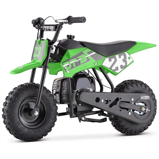 Aoemoe Mini Kid Dirt Bike, 49 CC 2-Stroke Gas Bike with Off-Rode Tire, Suspensions, Disc Brakes, Max Load 160Lbs, Up to 20Mph, EPA Approved