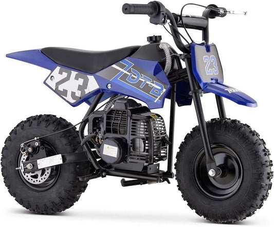 Aoemoe Mini Kid Dirt Bike, 49 CC 2-Stroke Gas Bike with Off-Rode Tire, Suspensions, Disc Brakes, Max Load 160Lbs, Up to 20Mph, EPA Approved