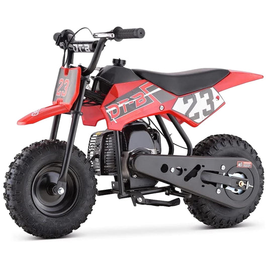 Aoemoe Mini Kid Dirt Bike, 49 CC 2-Stroke Gas Bike with Off-Rode Tire, Suspensions, Disc Brakes, Max Load 160Lbs, Up to 20Mph, EPA Approved