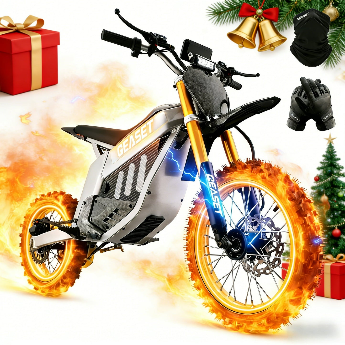 Arshin 3000W Electric Dirt Bike for Adults & Teens,42 MPH High-Speed Electric Motorcycle,50-Mile Range,No Gas Needed!Professional Grade with Hydraulic Damping,All-Terrain Tires,220lbs Capacity(White)