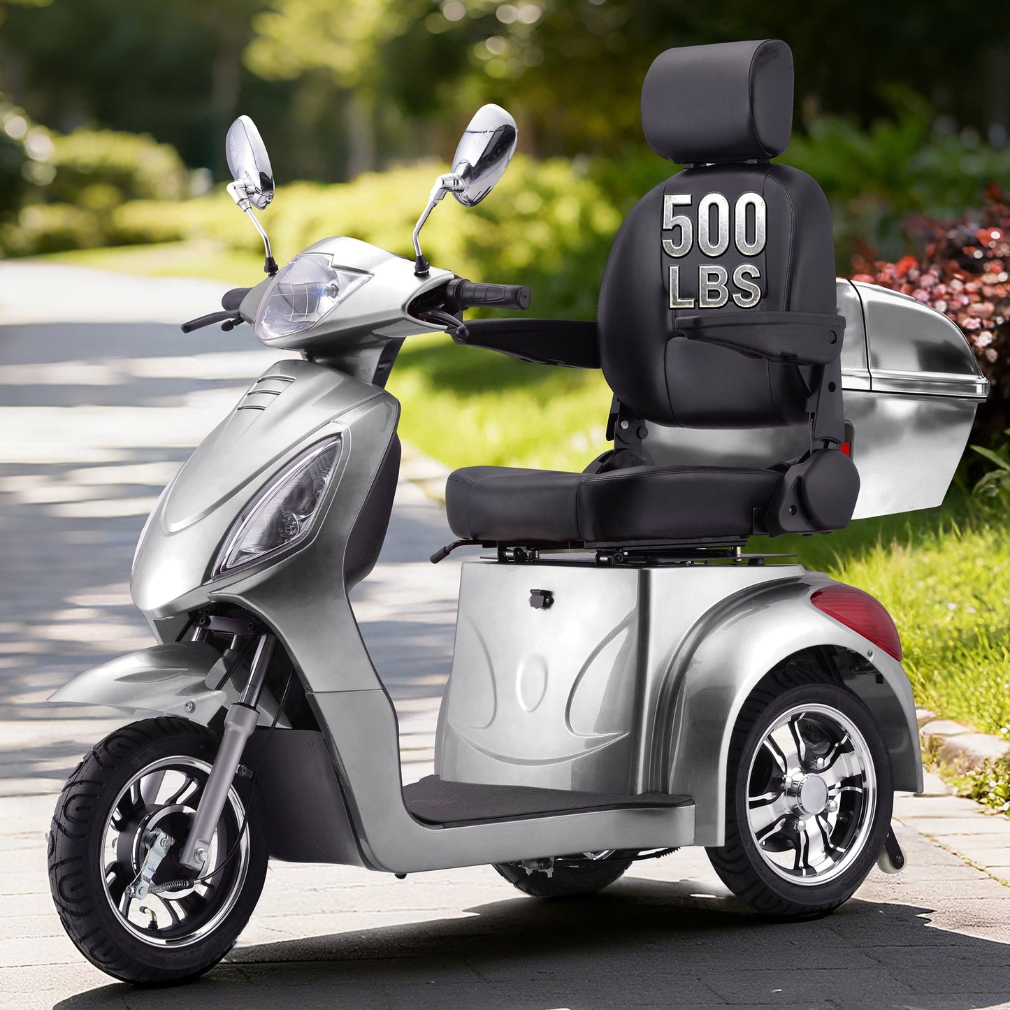 Arshin 3-Wheel Mobility Scooter for Seniors–500 lb Capacity,800W Motor,31-Mile Long Range,15 MPH Top Speed,Premium Comfort Seat,Rear Trunk,No Assembly(Silver)
