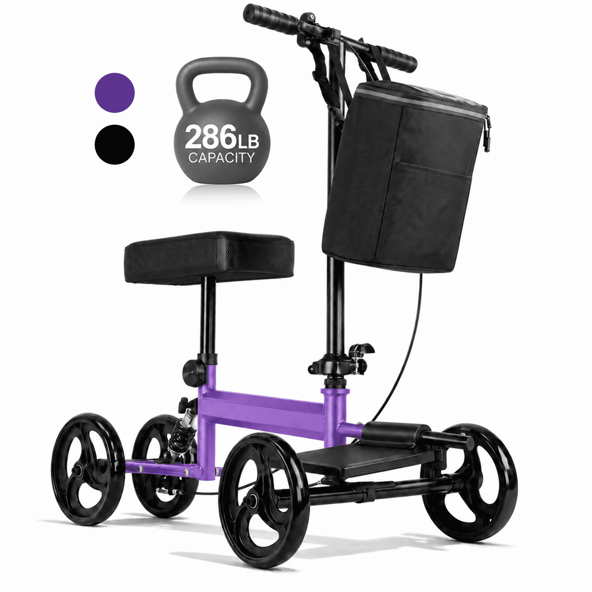 Ostrina All Terrain Knee Scooter,Foldable Knee Walker for Foot Injuries,Adult Knee Scooter with 8" Wheels,Compact Crutches Alternative,Purple