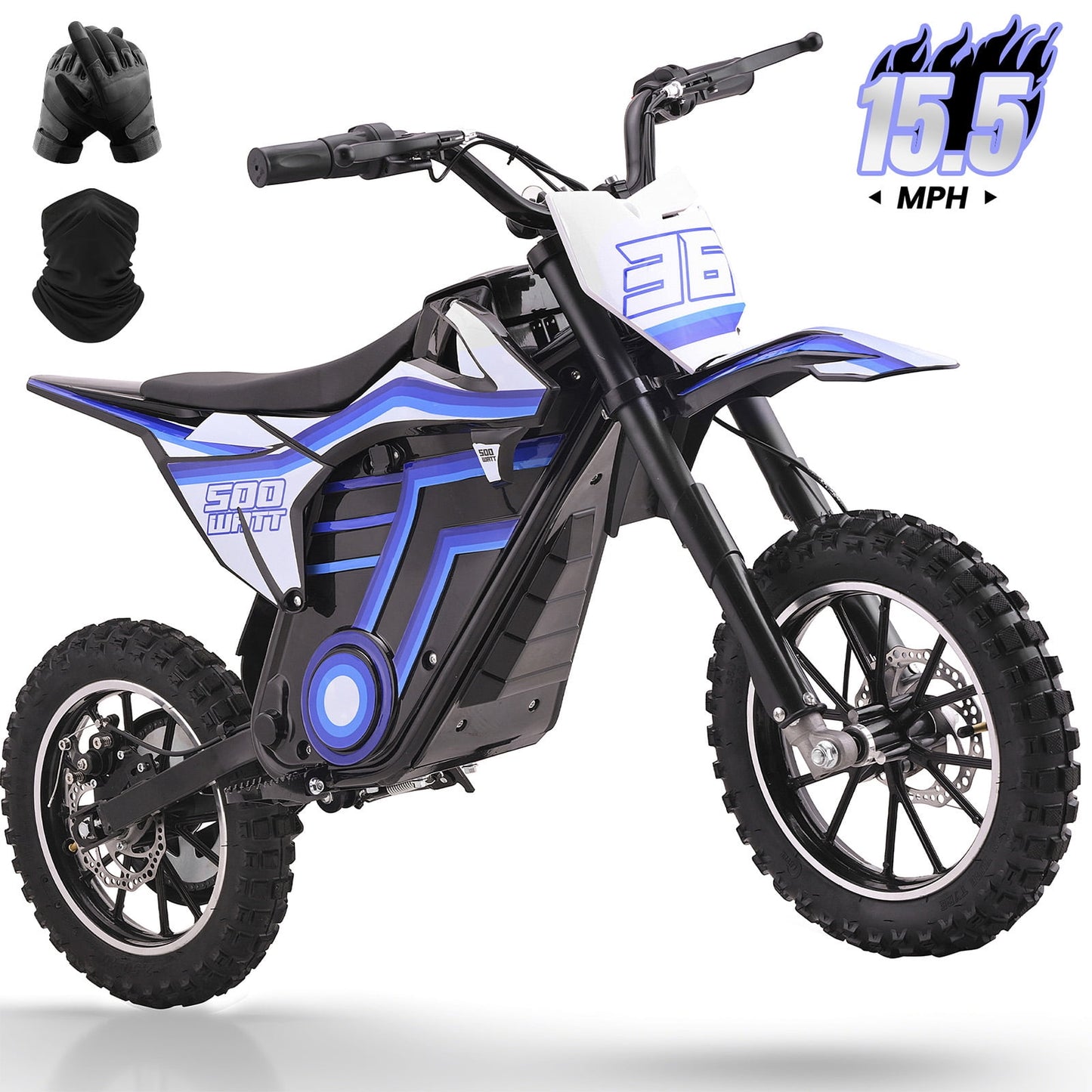 Arshin 500W Electric Dirt Bike for Kids Ages 8-14,23 Mile Range,15 MPH Adjustable,Zero Maintenance! Ideal Off-Road Birthday Gift with Dual Suspension,Disc Brake,165 Lbs Load(Blue)