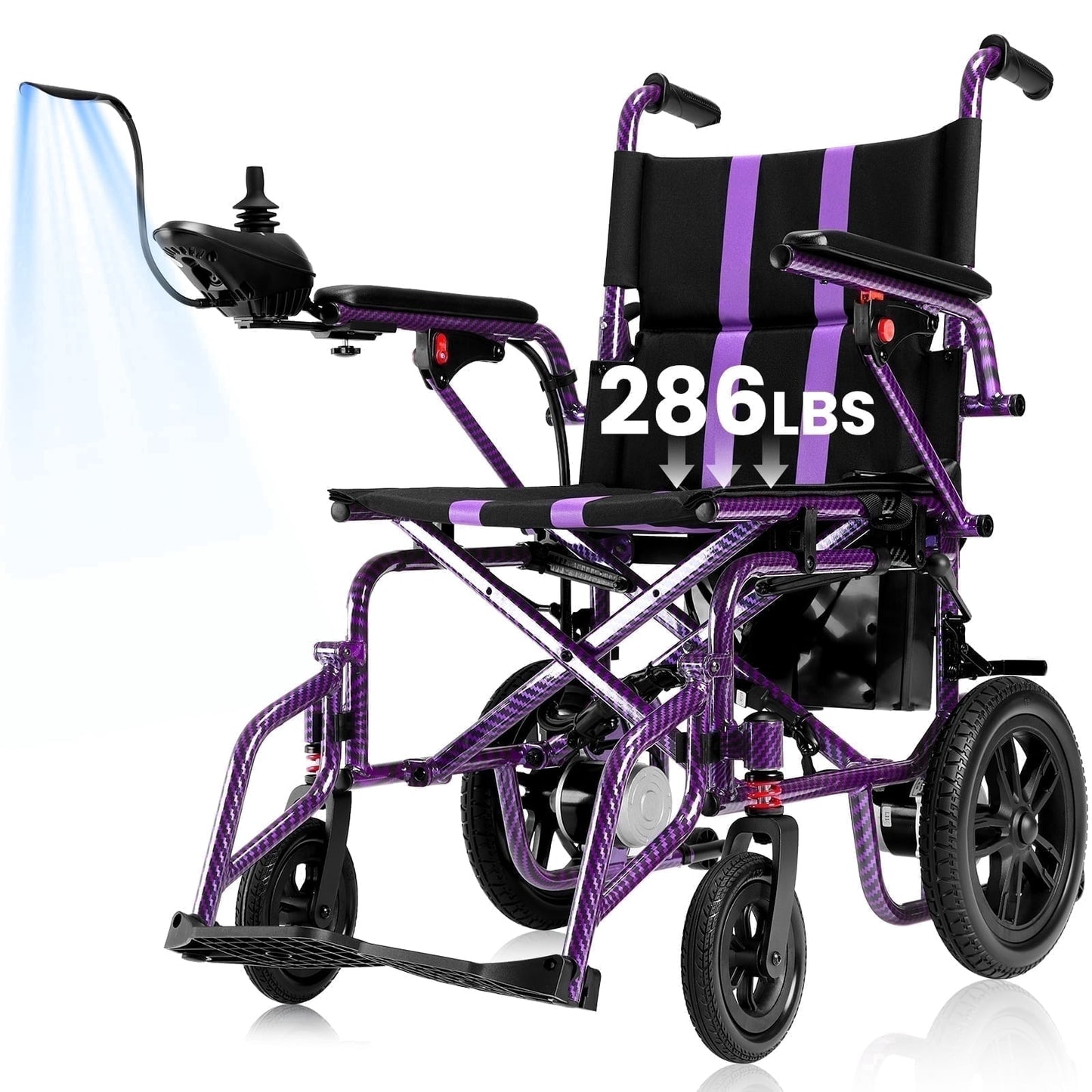 Upgrade 20+ Miles Range Electric Wheelchairs for Adults,Arshin Electric Wheelchair Lightweight Foldable with 360°Joystick,All Terrain Dual Motors Silent,USB Port,286+ lbs Capacity(Purple)