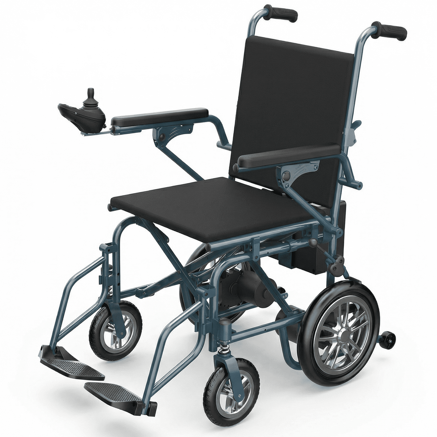 Arshin Foldable Electric Wheelchair for Seniors,All Terrain Motorized Wheelchair for Seniors with Detachable Battery,Warranty,Blue