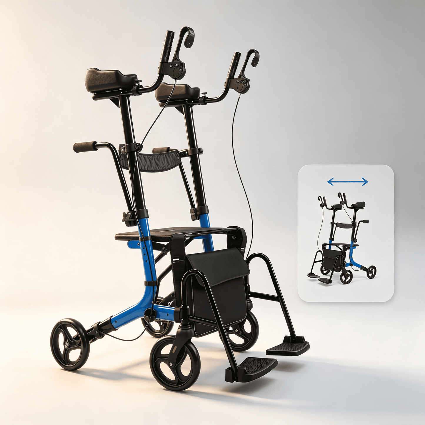Arshin Foldable Rollator Walker with Seat for Seniors–450 lbs Heavy-Duty Support,Lightweight 19 lbs,10" All-Terrain Wheels for Indoor & Outdoor Use,Adjustable Handles,Compact Fold(Blue)