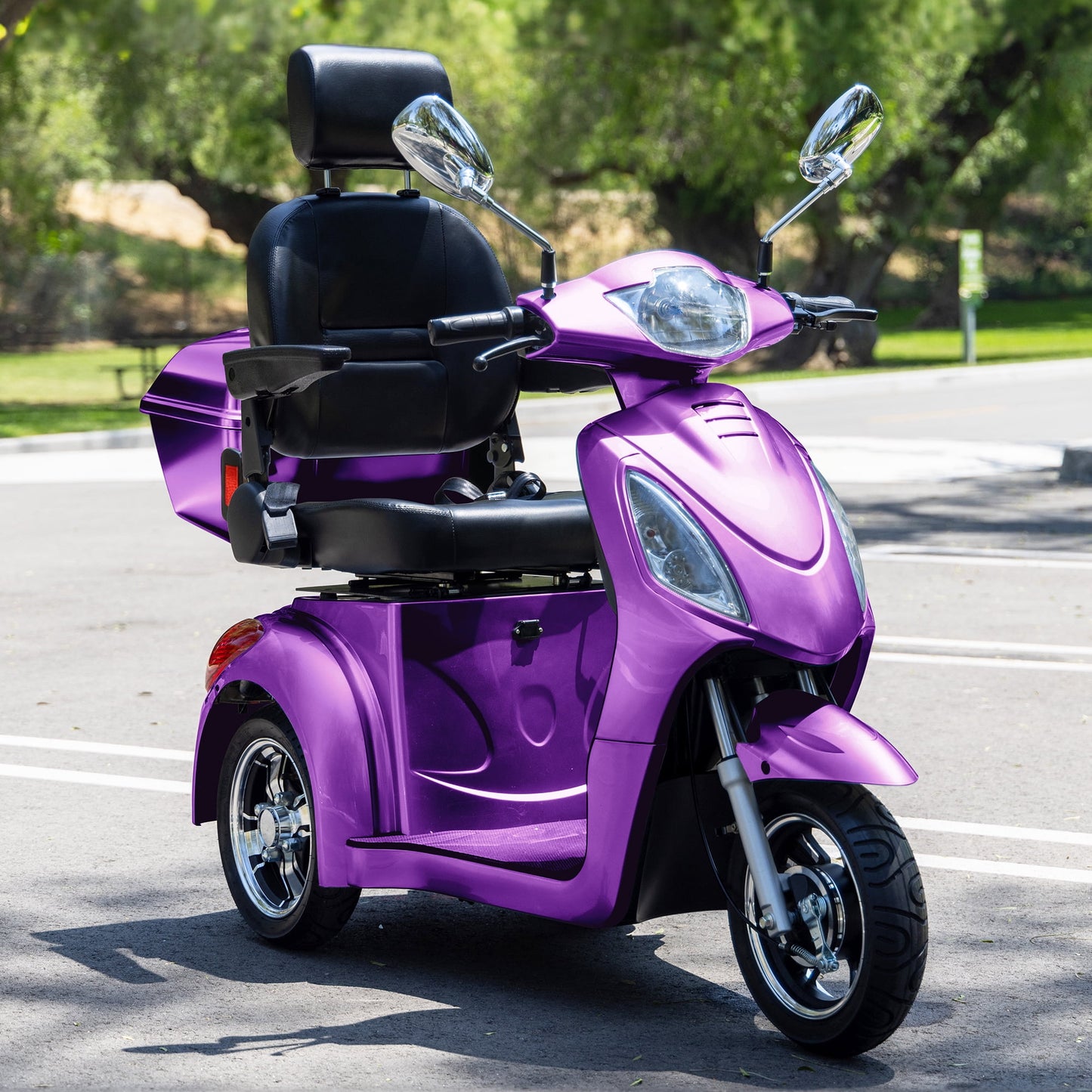 Arshin Heavy Duty 3-Wheel Mobility Scooter for Seniors & Adults–800W Motor,25-31 Mile Range,15 MPH,500 lbs Capacity,Zero Assembly Required,All-Terrain Tires(Purple)