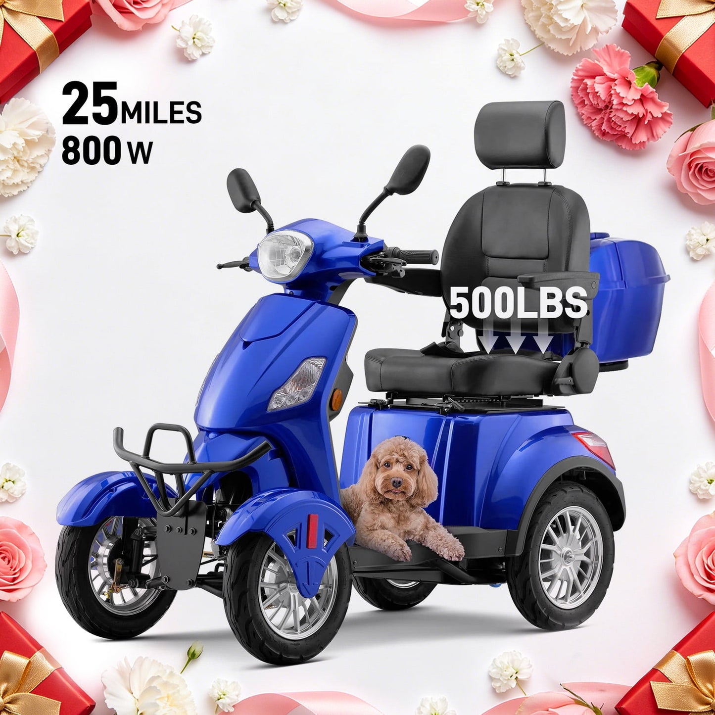 QEASET Heavy Duty 4-Wheel Mobility Scooters,800W All Terrain Electric Recreational Scooter,31 Miles Long Travel Range