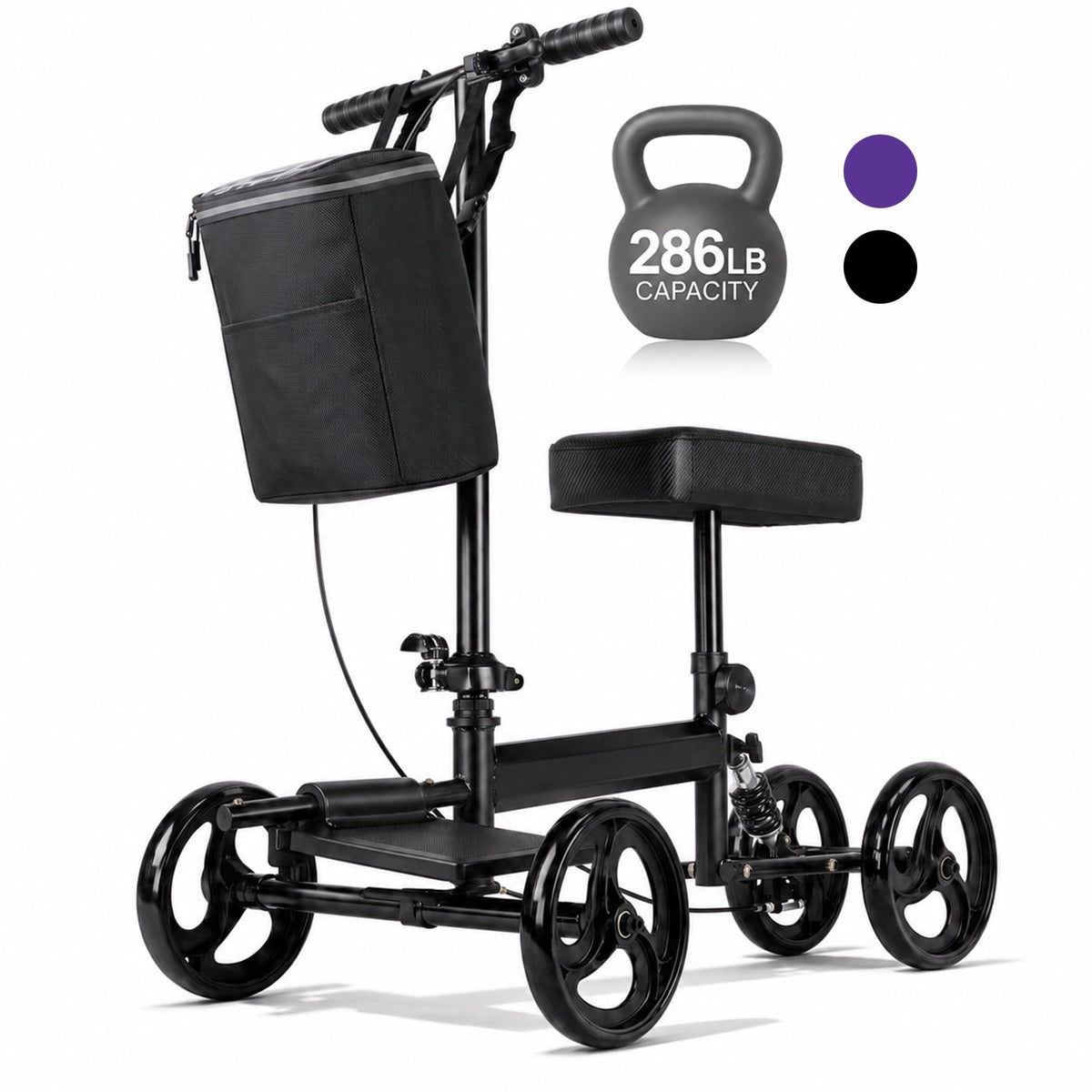 Ostrina Steerable Knee Scooter,Knee Walker Scooter for Adults with 8" Front Wheels,Foldable Knee Scooter for Foot Surgery Crutches Alternative,Purple