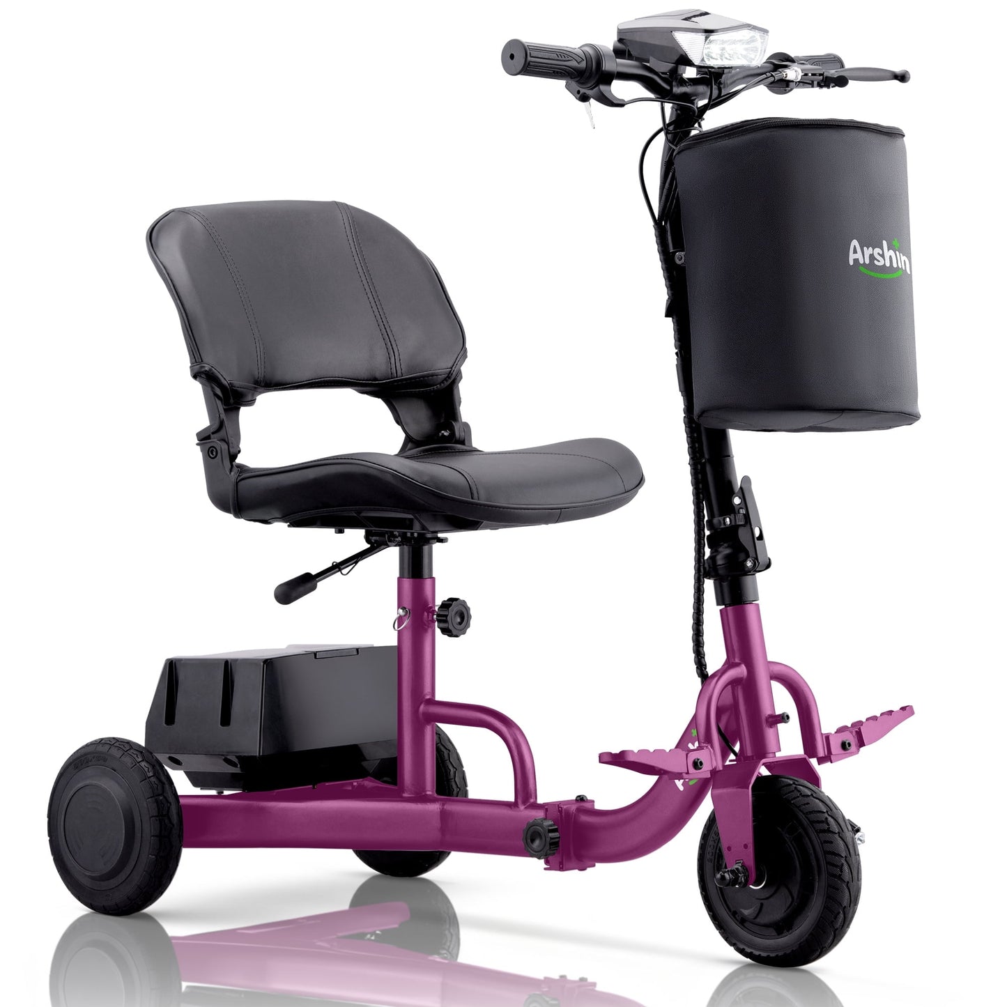 Arshin Mobility Scooters for Seniors & Adults,48V 200W Ultra-Lightweight Mobility Scooter with 300lbs,Foldable Electric Wheelchair 8 Miles Rang,2 Batteries,3.5Mph Variable Speed(Purple)