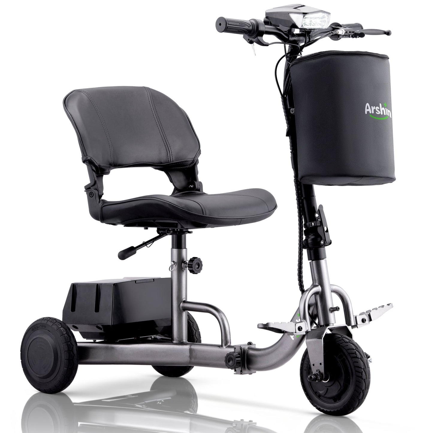 Arshin Mobility Scooters for Seniors & Adults,48V 200W Ultra-Lightweight Mobility Scooter with 300lbs,Foldable Electric Wheelchair 8 Miles Rang,2 Batteries,3.5Mph Variable Speed(Gunmetal)