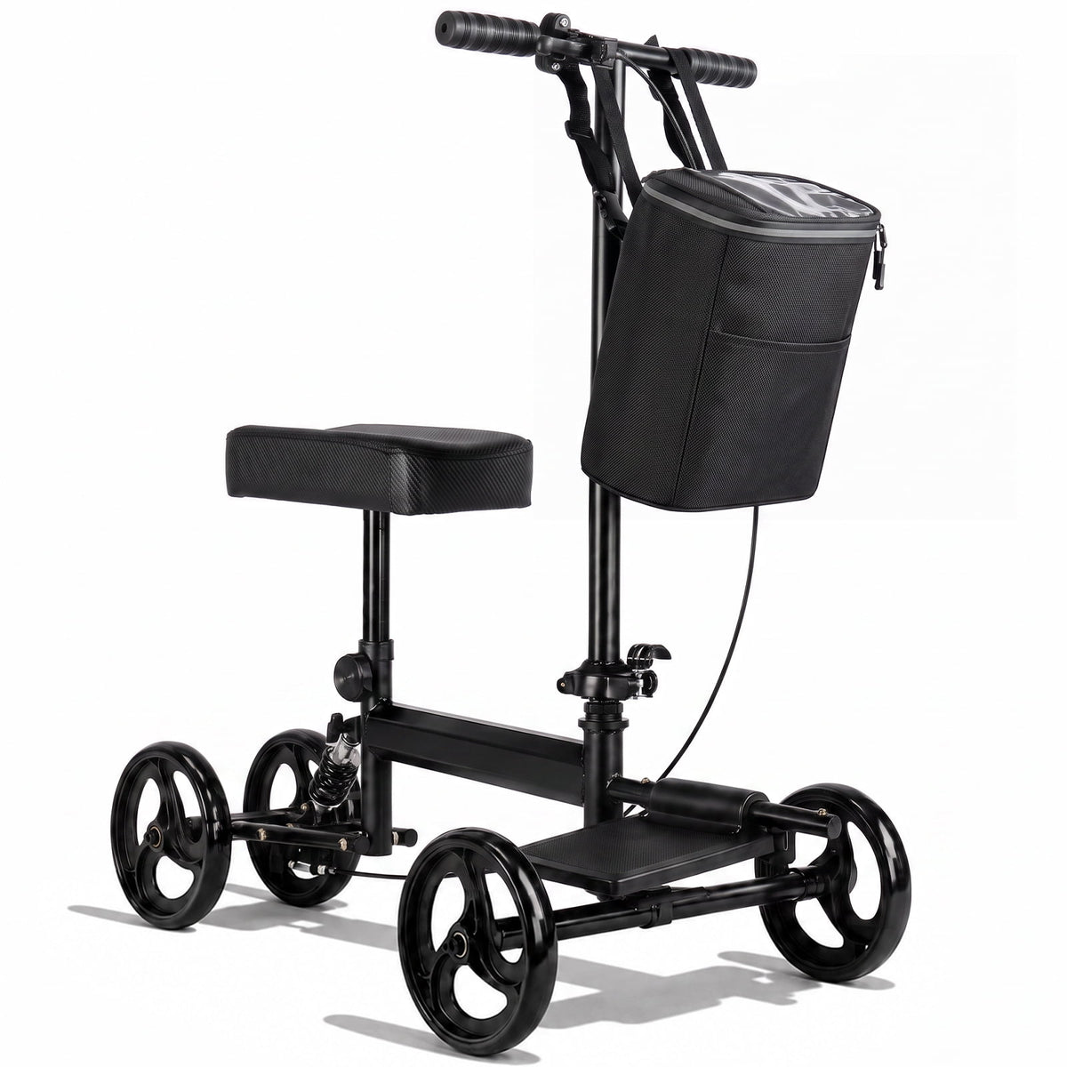 Ostrina Steerable Knee Scooter,Economy Knee Walker,All Terrain Foldable Medical Scooter for Foot Injuries Crutches Alternative,Black