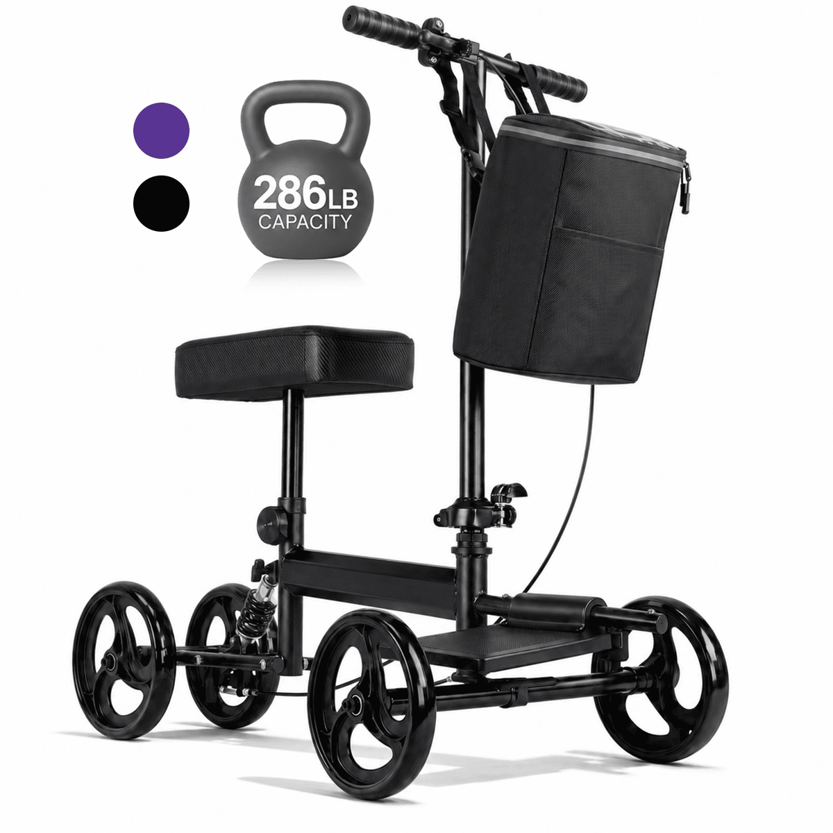 Ostrina Steerable Knee Scooter,Knee Walker Scooter for Adults with 8" Front Wheels,Foldable Knee Scooter for Foot Surgery Crutches Alternative,Black