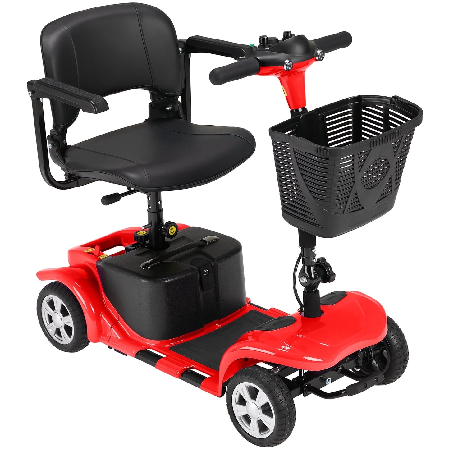 Arshin Upgrade 4 Wheels Mobility Scooter with Removable Battery,Compact Heavy Duty Mobile for Travel,Foldable Powered Wheelchair for Adult,300lbs,Red