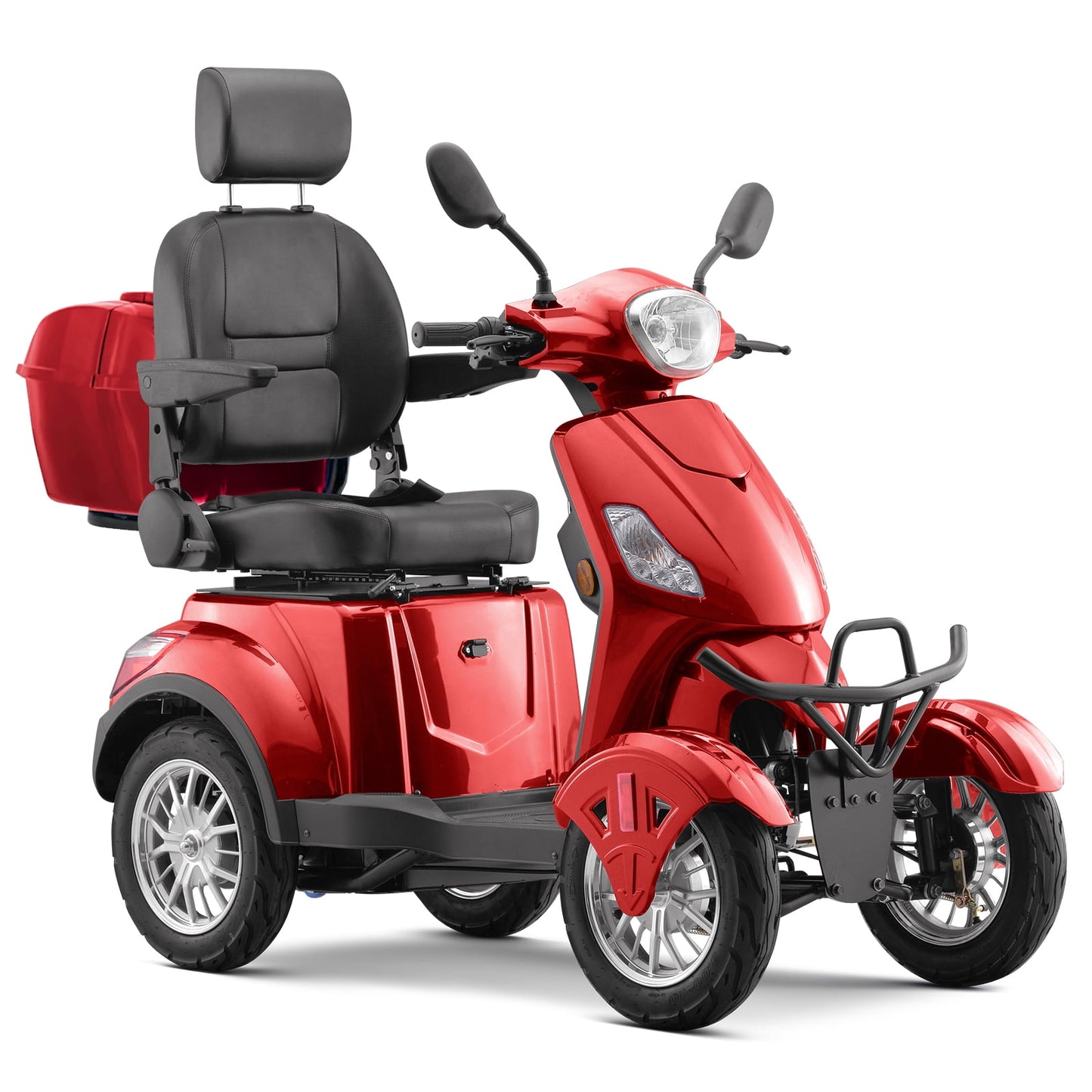 Arshin Upgrade Heavy Duty 4-Wheel Mobility Scooter for Seniors & Adults–500lbs Capacity,800W Motor,25-Mile Range,All-Terrain Fat Tires,Full LED Lighting & Remote Key(Red)