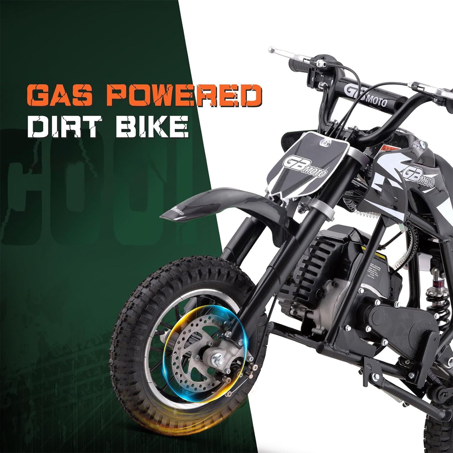 Kids Mini 50CC Gas Dirt Bike, DB1 Model 2 Stroke Ride on Bike with Off-Road Tire, Shocks, Pull Start, Oil Mixed Required, Support Up to 165lbs