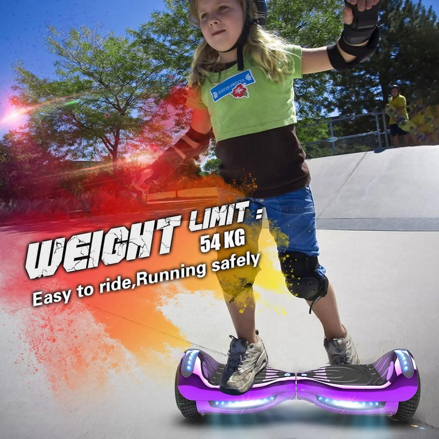 MOSTA All Terrain Self-Balance Scoote ,Electric Scooter Board for Kids & Adults with Bluetooth and Led Lights,6.5 inch,165 lbs capacity Perfect Gift