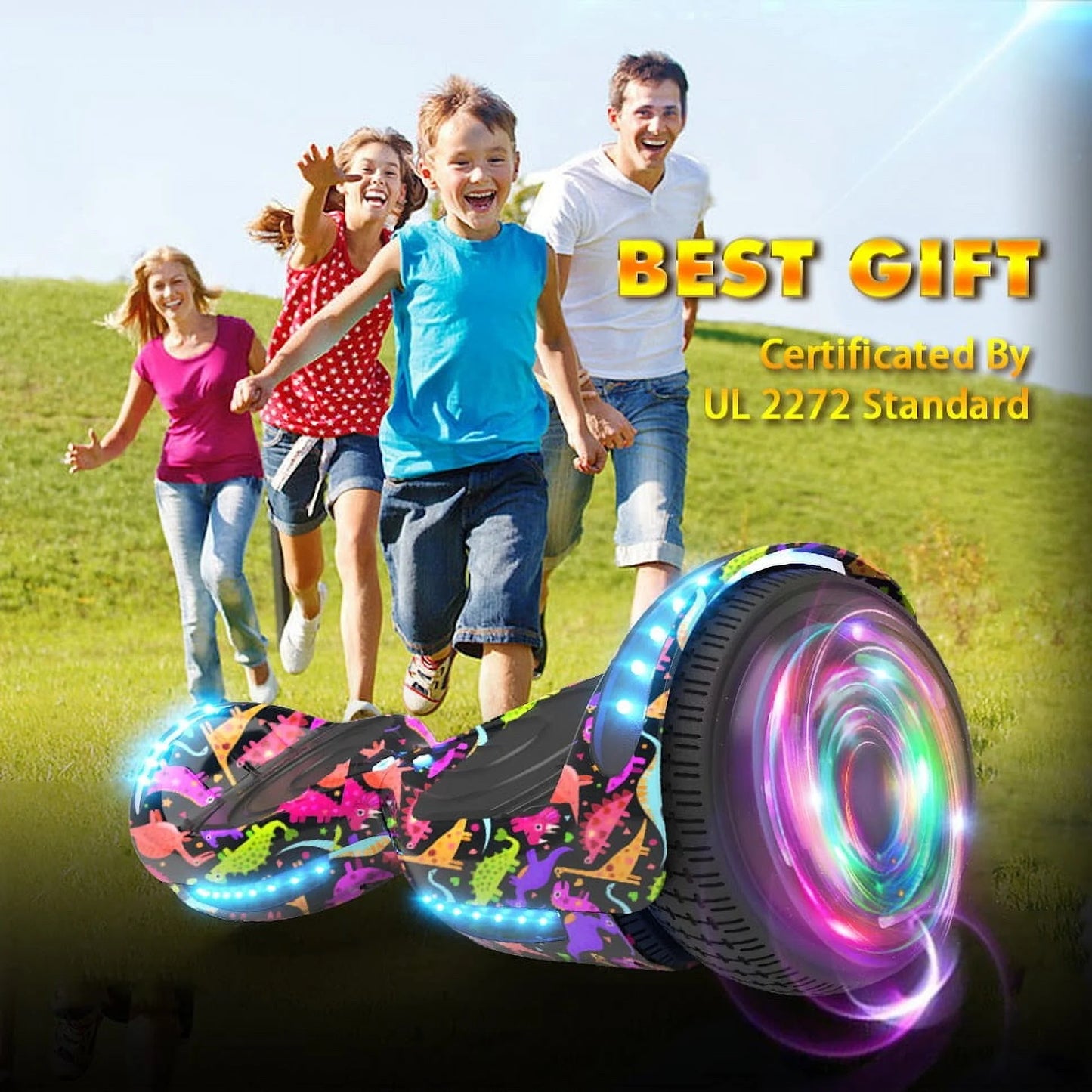MOSTA All Terrain Self-Balance Scoote ,Electric Scooter Board for Kids & Adults with Bluetooth and Led Lights,6.5 inch,165 lbs capacity Perfect Gift