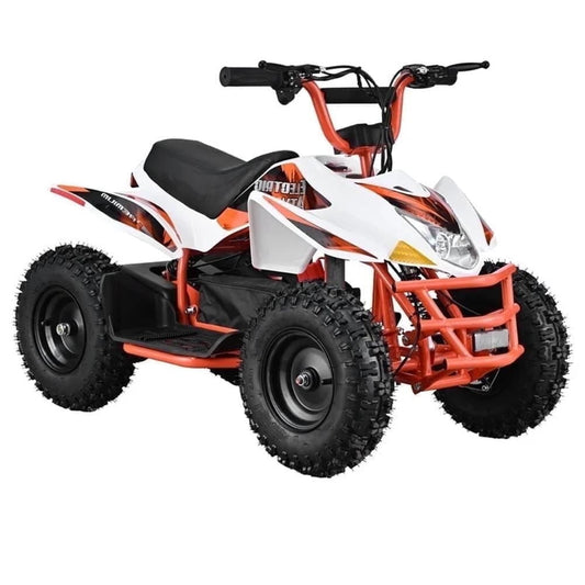 WAWA Electric ATV Dirt Quad,4-Wheeler Bike with 500W Motor,Parent Speed Control,Dual Suspensions, Age 13+(ORANGE)