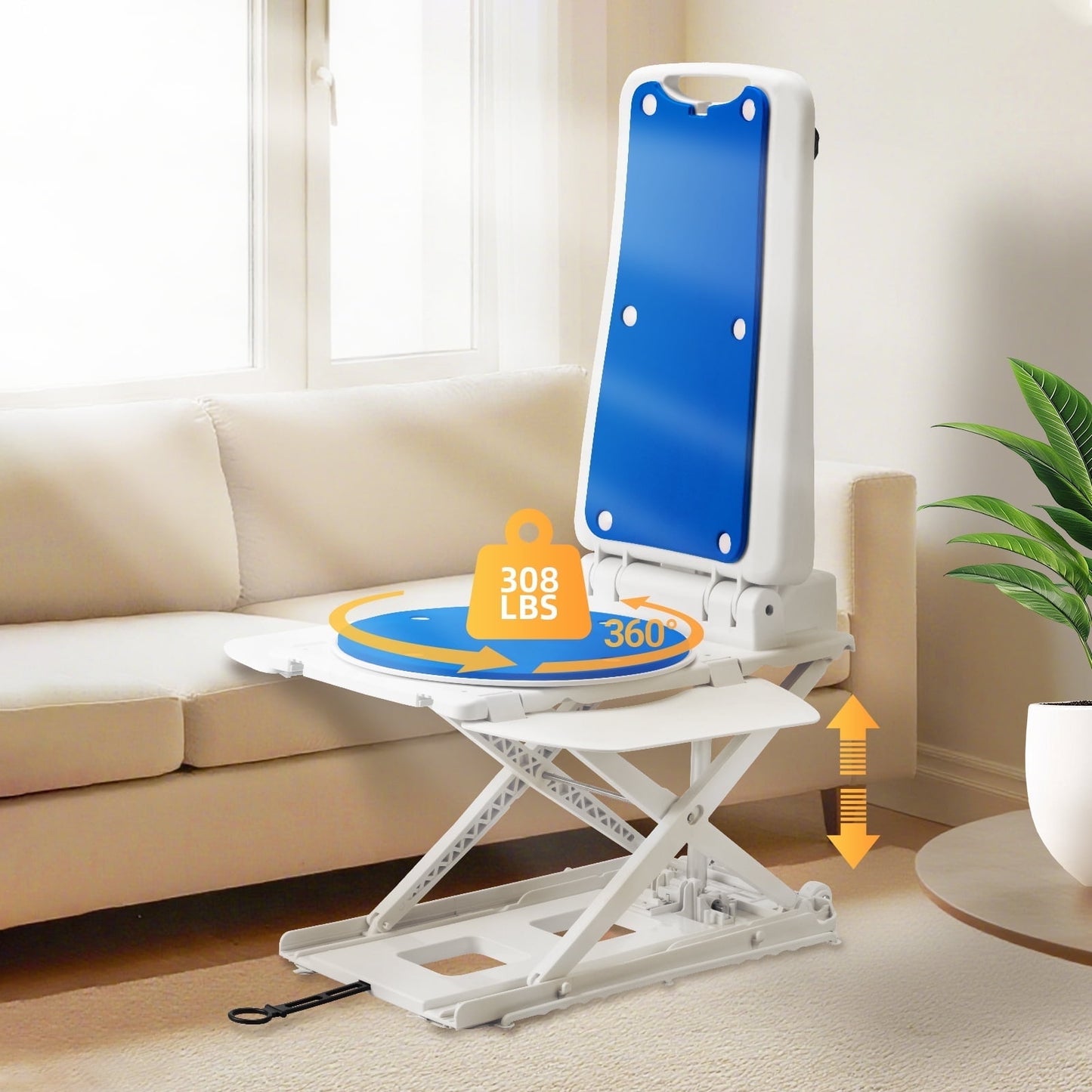 Electric Chair Lift for Senior,Remote Control Floor with Padded Backseat,Bathtub Lift Elderly from Floor,Net Weight 24 lbs,Support Max 308 lbs,Safety and Waterproof Design