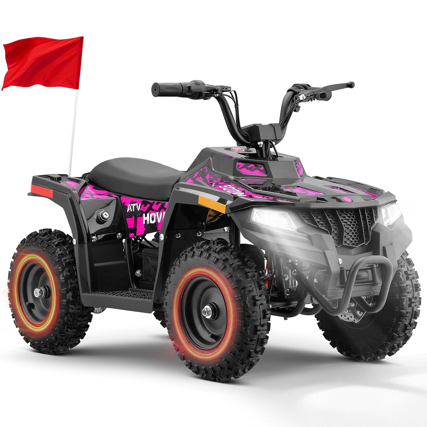 Electric Four Wheeler 36V 500W Brushless Motor,IVFJFV All Terrain Electric 4-Wheel Off-road Ride Car,Dual Speed 10 to 15MPH,Outdoor Adventure Vehicle with Stable Chassis,PINK,36V 12Ah