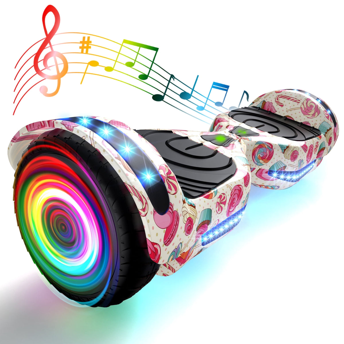 Electric Scooter with Bluetooth Speakers, Hover Off Road Board Electric Scooter with LED Lights & 400W Motor, Kids Scooter with 9MPH Max Speed, Tcdjtc Self-Balance Scooter for Kids