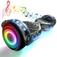 Electric Scooter with Bluetooth Speakers, Hover Off Road Board Electric Scooter with LED Lights & 400W Motor, Kids Scooter with 9MPH Max Speed, Tcdjtc Self-Balance Scooter for Kids