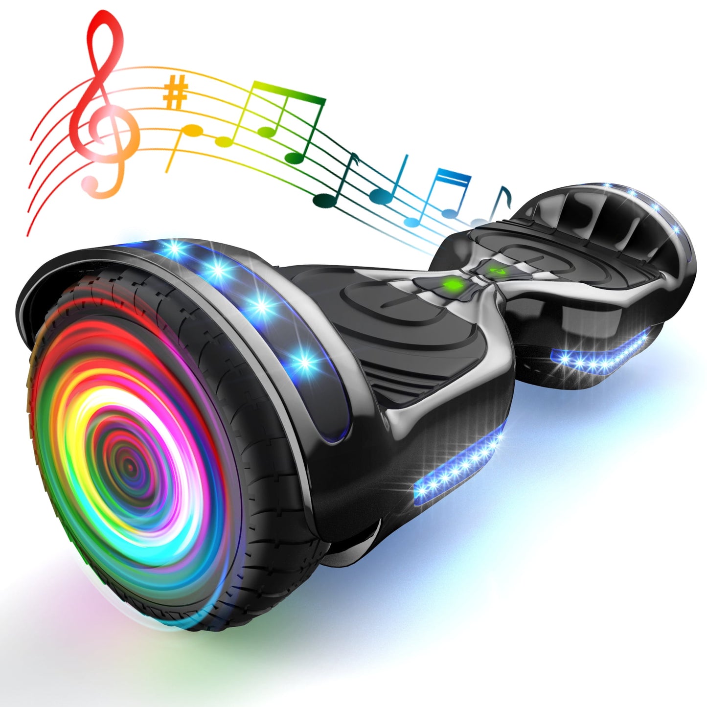 Electric Scooter with Bluetooth Speakers, Hover Off Road Board Electric Scooter with LED Lights & 400W Motor, Kids Scooter with 9MPH Max Speed, Tcdjtc Self-Balance Scooter for Kids