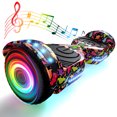 Electric Scooter with Bluetooth Speakers, Hover Off Road Board Electric Scooter with LED Lights & 400W Motor, Kids Scooter with 9MPH Max Speed, Tcdjtc Self-Balance Scooter for Kids