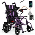 Arshin Electric Wheelchairs for Adults 15+ Miles Range,Silent Electric Wheelchair Lightweight Foldable with 360°Joystick,All Terrain Dual Motors,397 lbs Capacity(Purple)