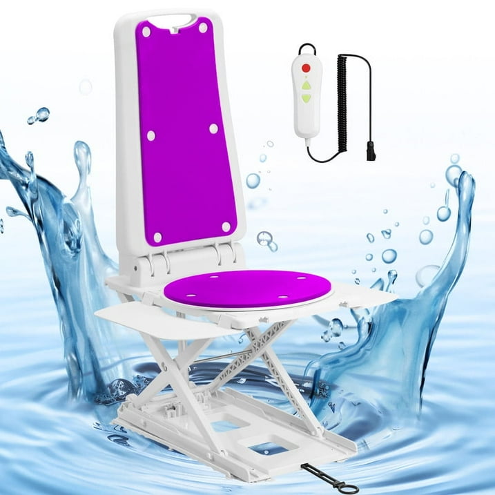 Electric bath chairs for seniors,Electric Height Adjustable,Swivel 360º,Supports up to 308 lbs,Gifts for elders(Purple)