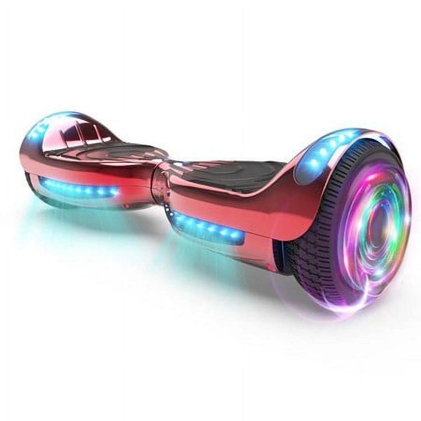 Flash Wheel Hoverboard 6.5" Bluetooth Speaker with LED Light Self Balancing Wheel Electric Scooter, Chrome Red