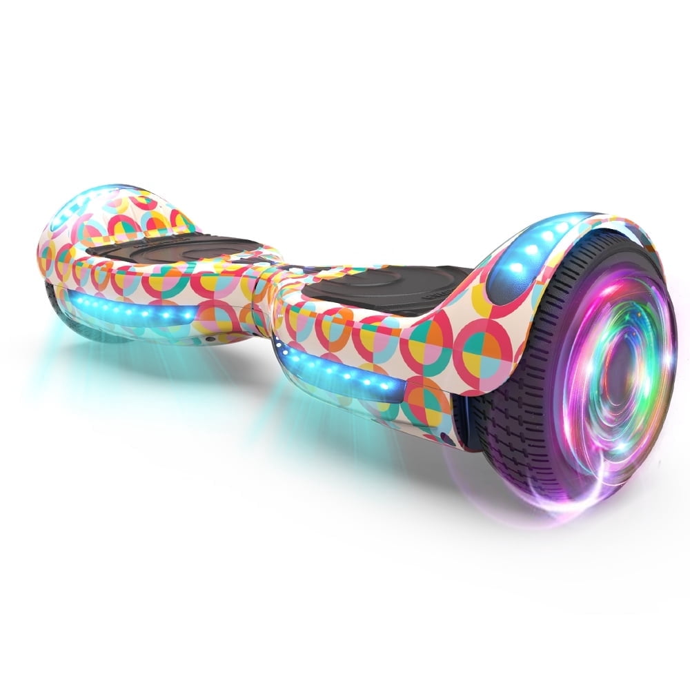Flash Wheel Hoverboard 6.5" Bluetooth Speaker with LED Light Self Balancing Wheel Electric Scooter, Kaleidoscope