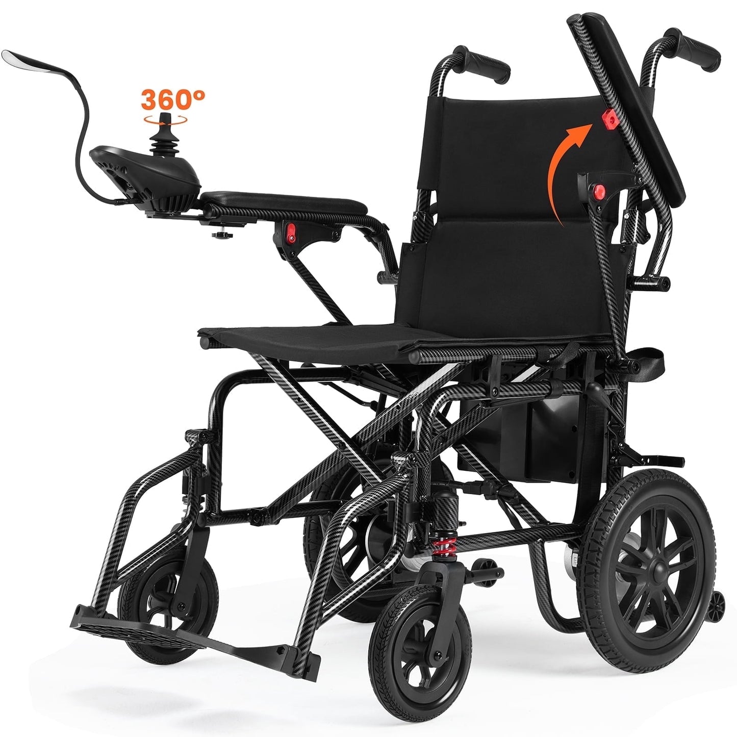 Foldable Electric Wheelchair, All Terrain Smart Motorized Wheelchair, Senior-Friendly Power Chair with 360° Joystick, 15+ MilesLong-Range Mobility Scooter, Black