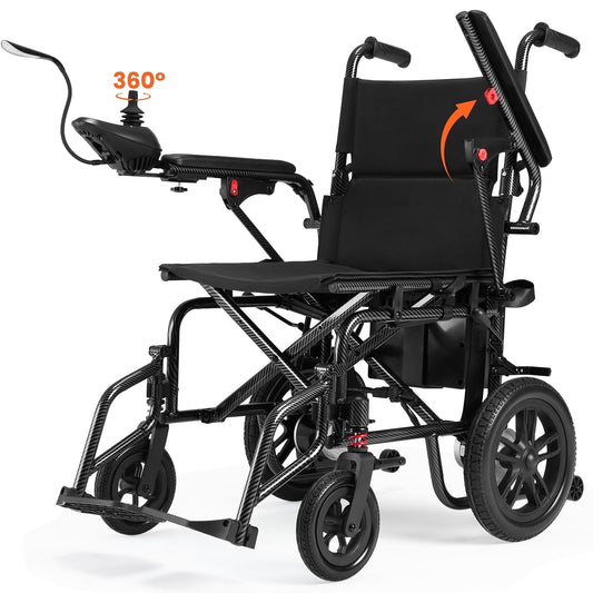 QEASET Foldable Electric Wheelchair, All Terrain Smart Motorized Wheelchair, Senior-Friendly Power Chair with 360° Joystick, 15+ MilesLong-Range Mobility Scooter, Black