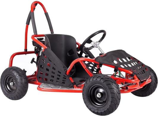 QEASET 79cc 1-Seater Gasoline Go-Kart, 4-Stroke 2.5HP, 13" Front and Rear All Terrain Tires(Red)