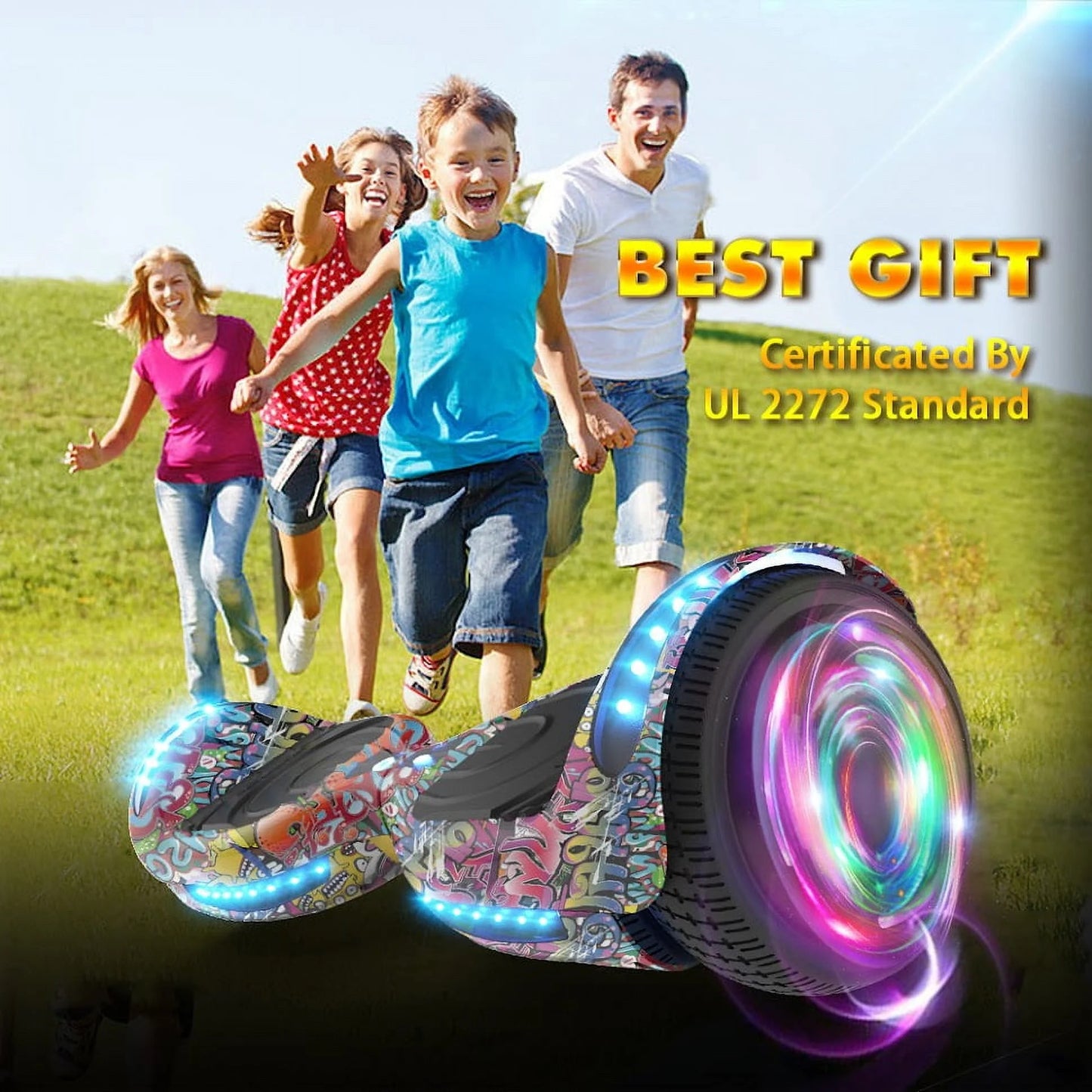 MOSTA All Terrain Self-Balance Scoote ,Electric Scooter Board for Kids & Adults with Bluetooth and Led Lights,6.5 inch,165 lbs capacity Perfect Gift