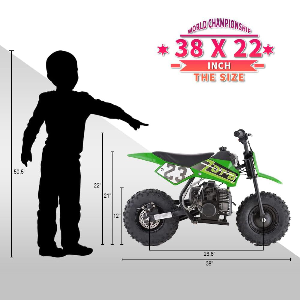 HOVERHEART Mini Kid Dirt Bike, Motorcycle Dimensions 38''L x 22''W x 26''H, 50 CC 2-Stroke Dirt Bike With Off-Road Tire, W/ EPA Approved Gas Powered Engine for Kids over Age 8 (Model: DB02)