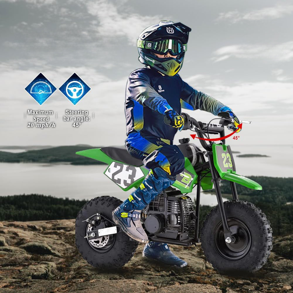 HOVERHEART Mini Kid Dirt Bike, Motorcycle Dimensions 38''L x 22''W x 26''H, 50 CC 2-Stroke Dirt Bike With Off-Road Tire, W/ EPA Approved Gas Powered Engine for Kids over Age 8 (Model: DB02)