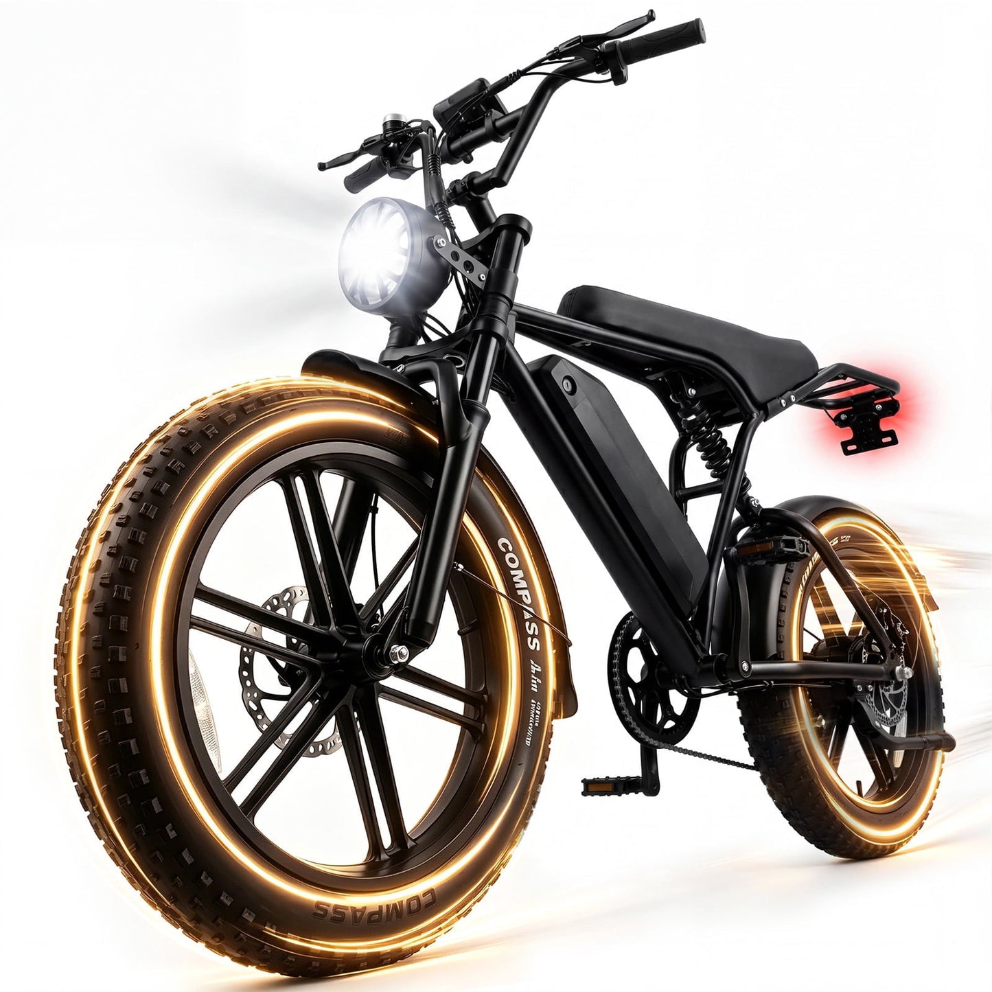 HOVER HEART 20" Fat Tire E-Bike 500W Electric Bicycle for Adults 48V 15Ah 28mph 7 Speed Hydraulic Brakes Retro Style Electric Bike with LCD Display