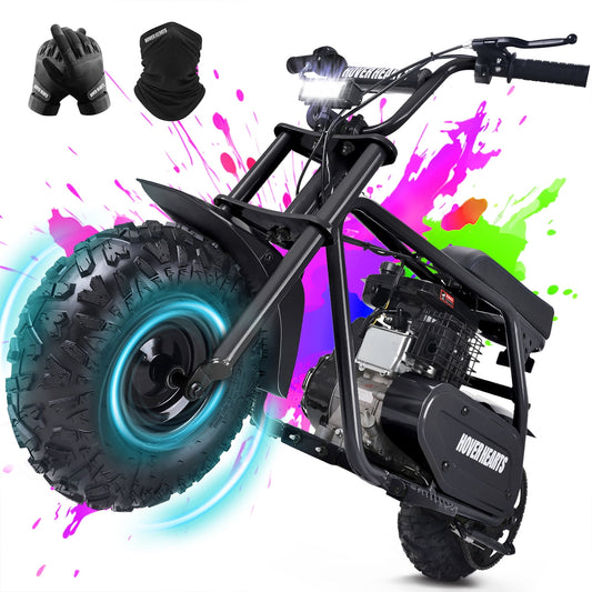 HOVERHEART Gas Mountain Bike, 105cc 4-Stroke Gas Powered Off Road Motorcycle (Model-MB0001) with Led Lights, Disc Brake, Max Load 200Lbs, Up to 30Kph, NO OIL MIX REQUIRED