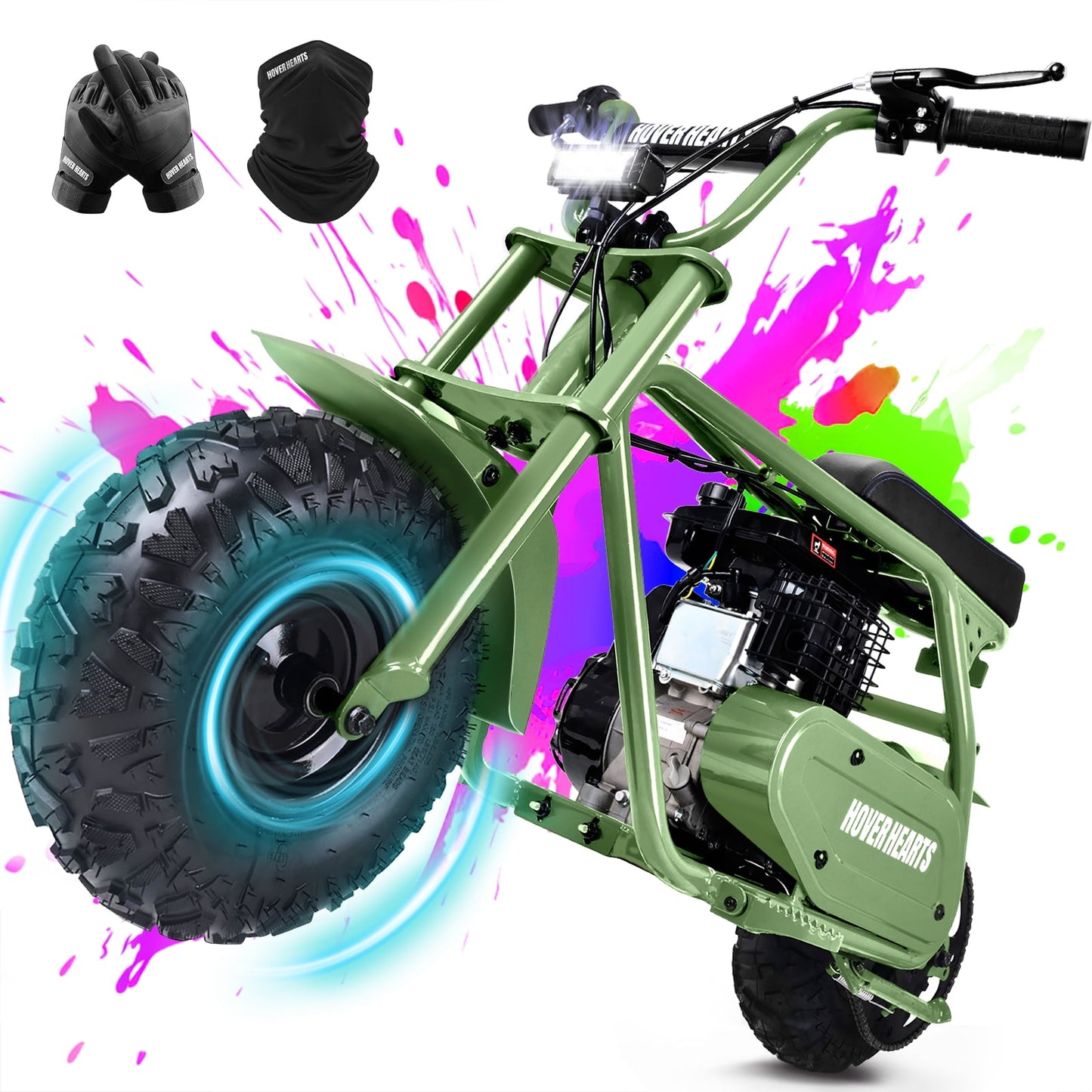 HOVERHEART Gas Mountain Bike, 105cc 4-Stroke Gas Powered Off Road Motorcycle (Model-MB0001) with Led Lights, Disc Brake, Max Load 200Lbs, Up to 30Kph, NO OIL MIX REQUIRED