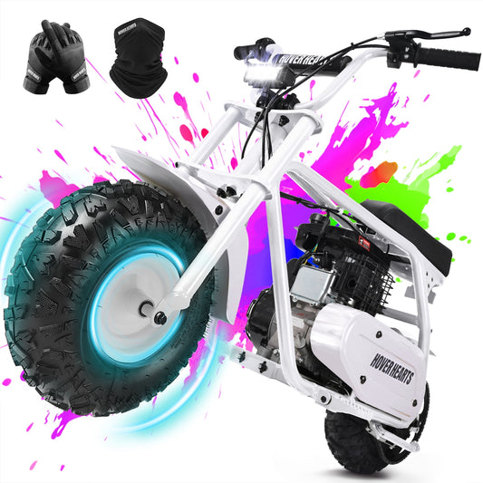 HOVERHEART Gas Mountain Bike, 105cc 4-Stroke Gas Powered Off Road Motorcycle (Model-MB0001) with Led Lights, Disc Brake, Max Load 200Lbs, Up to 30Kph, NO OIL MIX REQUIRED