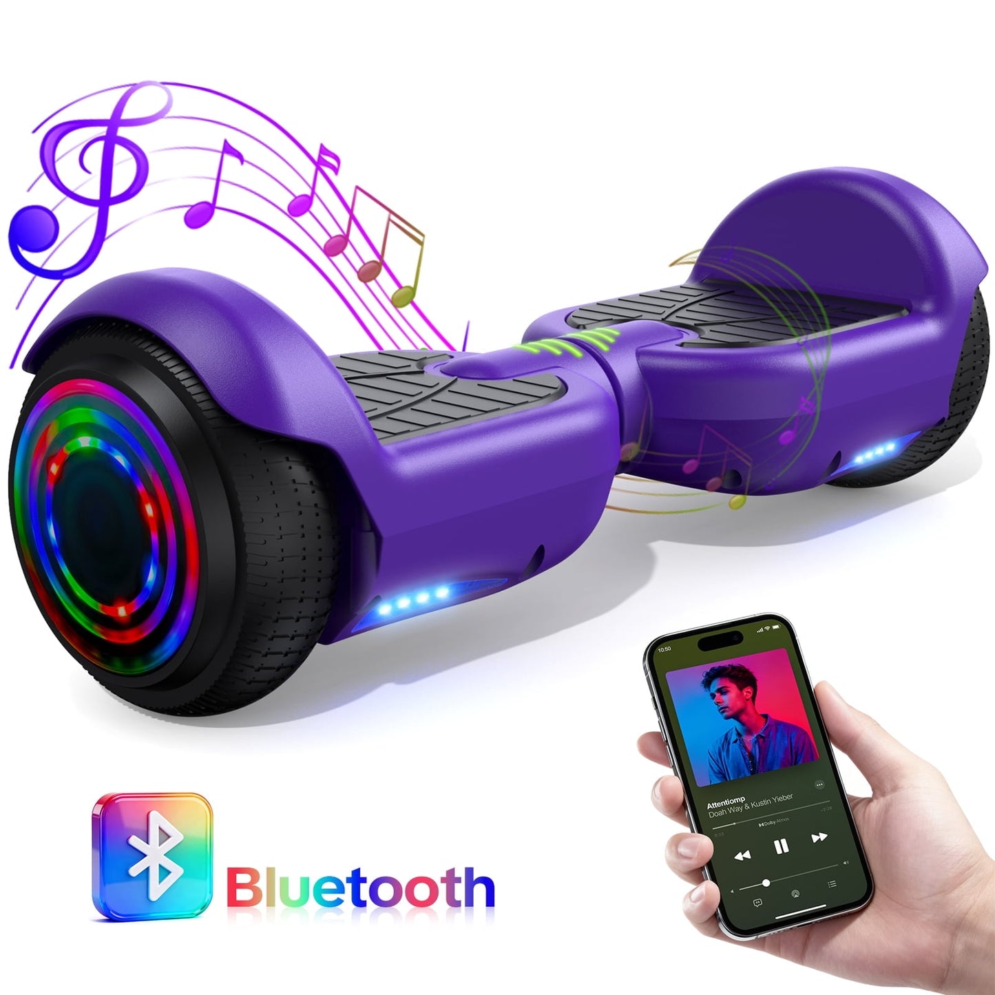 Hoverboard for Kids with 9 mph Max Speed, Tcdjtc Electric Scooters with LED Lights & Bluetooth Speakers, All Terrain Hoverboard for Adults, Off Road Hoverboard with UL2272 Certified