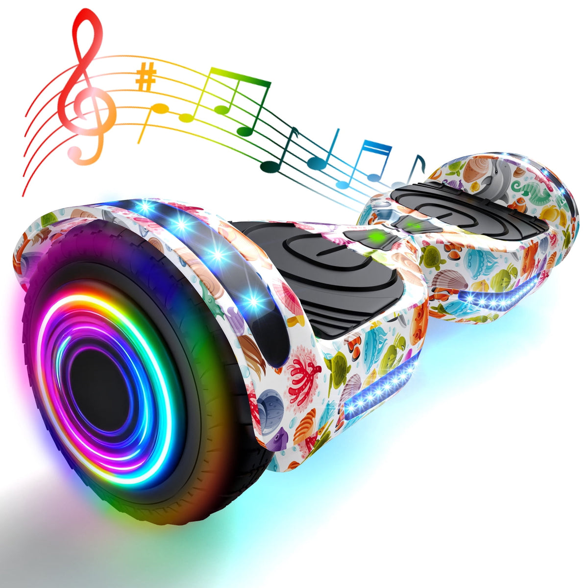 Tcdjtc Hoverboard with Bluetooth and Led Lights, Balance Board for Kids, Kids Outdoor Toys with 9 Mph Max Speed, All Terrain Hoverboard with UL 2272 Safety Standard