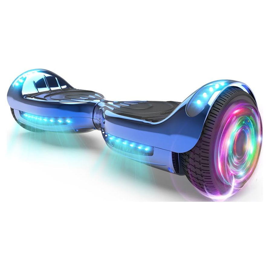Hoverstar Certified Hover board 6.5 In. Bluetooth Speaker with LED Flash Wheel Self Balancing Wheel Electric Scooter - Chrome Turquoise