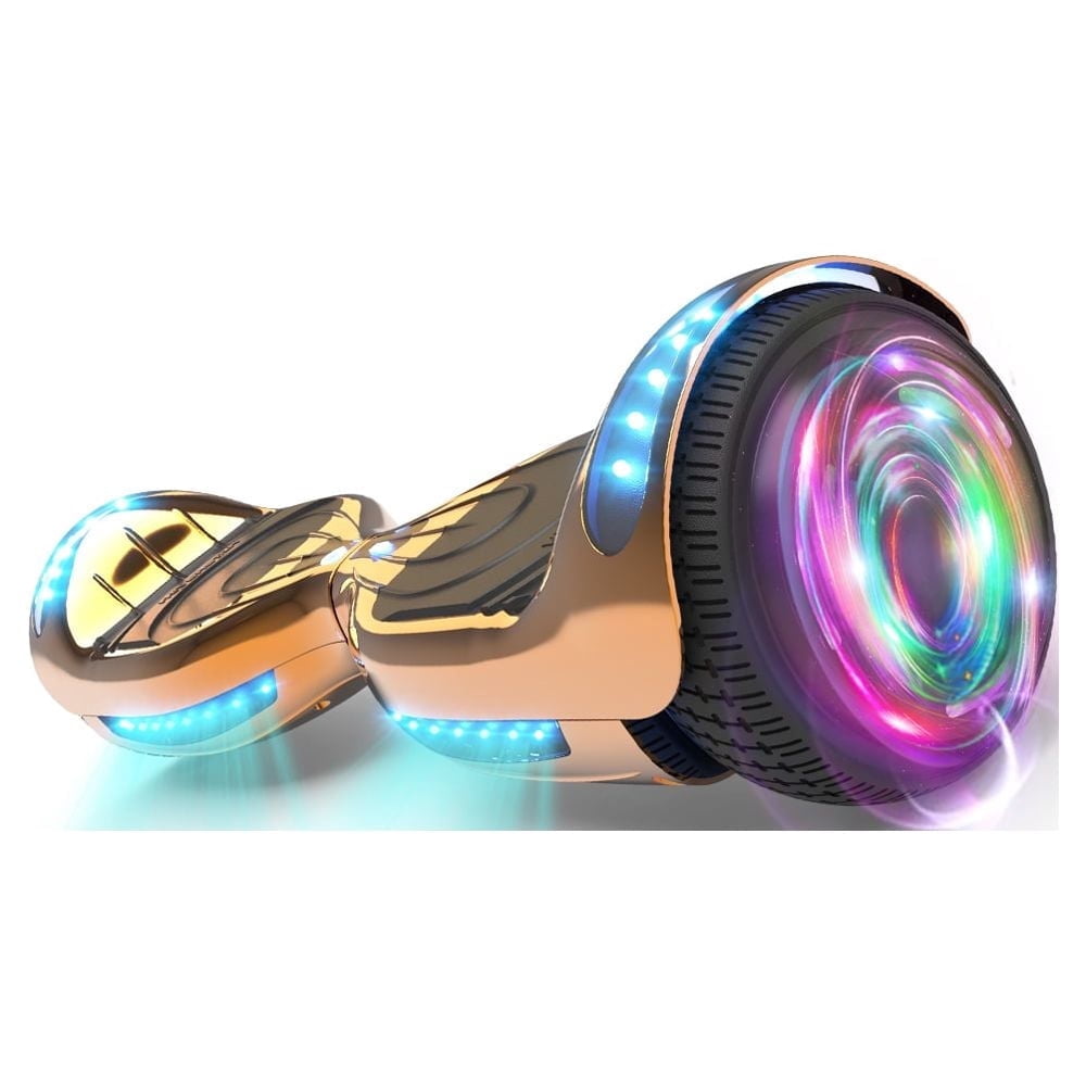 Hoverstar Flash Wheel Hover board 6.5 In. Bluetooth Speaker with LED Light Self Balancing Wheel Electric Scooter , Chrome Rose gold