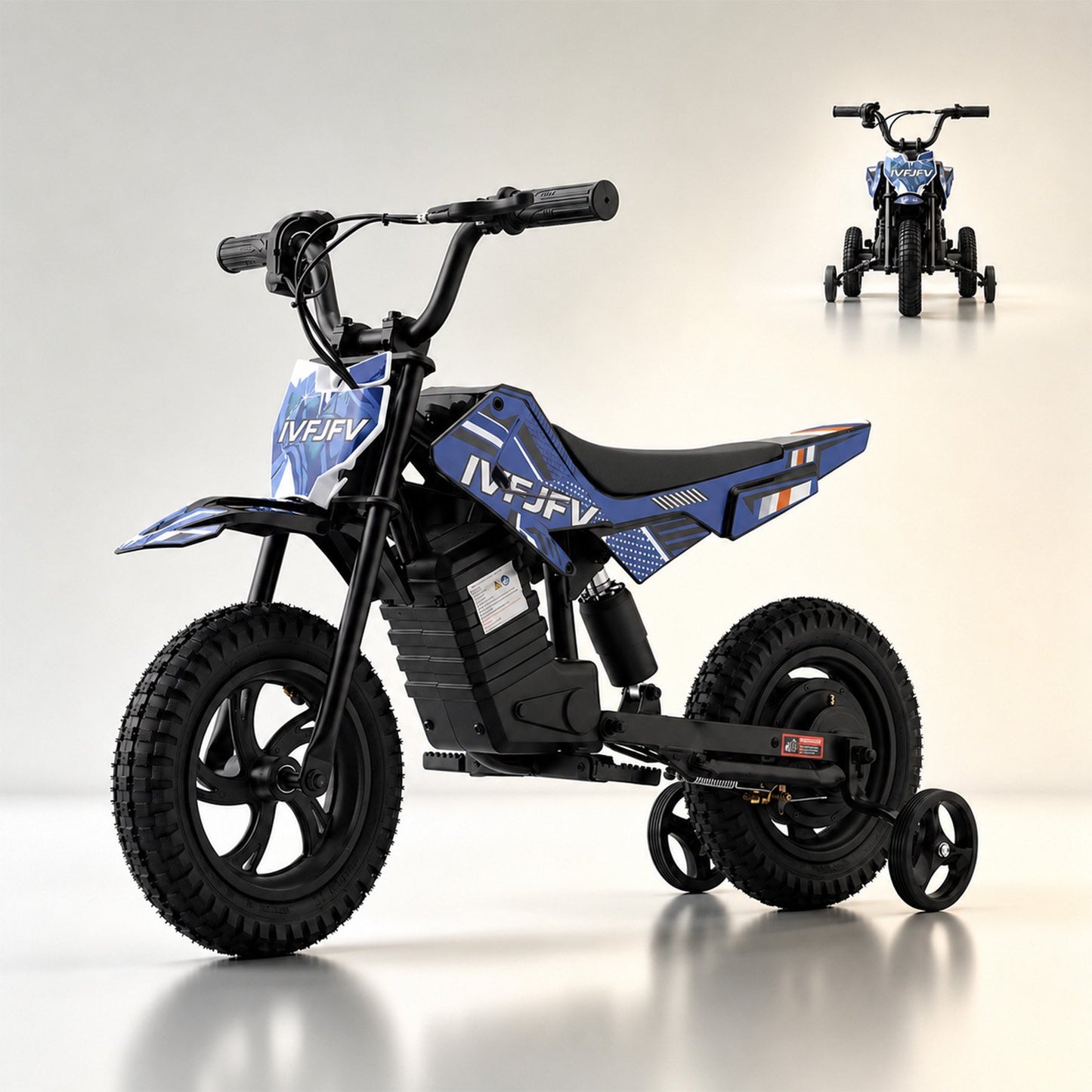 IVFJFV DZ06 Electric-Powered Dirt Bike,Motor Bike Rear-wheel drive with Removable Training Wheels,E Dirt Bike with 12.5" Tire & 120W Motor,6.2 Mph & 4.3 Miles,BLUE