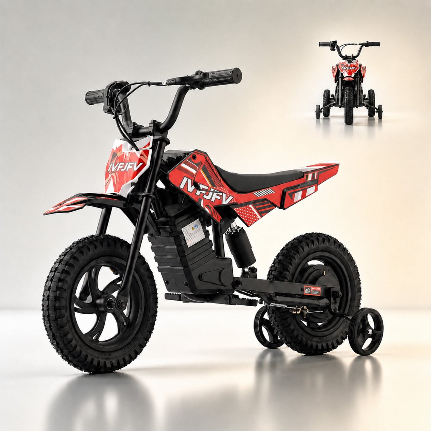 IVFJFV DZ06 Electric-Powered Dirt Bike,Motor Bike Rear-wheel drive with Removable Training Wheels,E Dirt Bike with 12.5" Tire & 120W Motor,6.2 Mph & 4.3 Miles,Red
